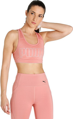 PUMA Mid 4Keeps Graphic PM Women Sports Lightly Padded Bra(Pink)