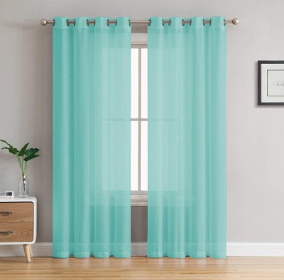 Cloth Fusion 213 cm (7 ft) Polyester Semi Transparent Door Curtain (Pack Of 2)(Solid, Sea Green)