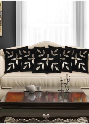 Fazar Creations Velvet Cushions Cover(Pack of 5, 40 cm*40 cm, Black)