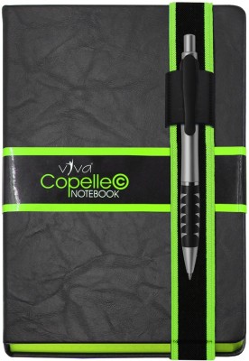 Viva Global COPELLE Designer Journal Notebook with Stylish & Sturdy Elastic Closure (NO PEN) A5 Journal Ruled+Checks+Dotted+Perforted 192 Pages(Green+BLACK)