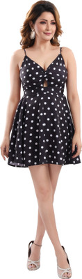 CHERRYLAVISH Women Fit and Flare Black Mini/Short Dress