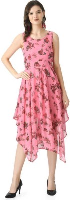 Shiva Trends Women High Low Pink Dress