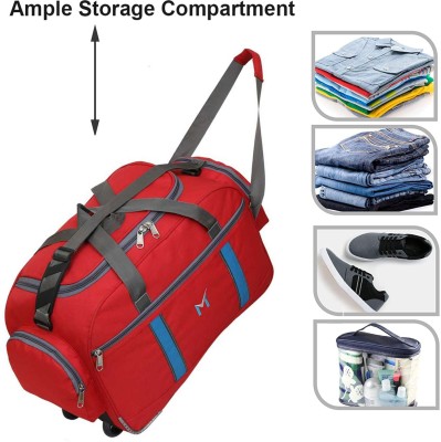 M (Expandable) SMS BAG HOUSE (Expandable) Polyester Lightweight 49 L Luggage Travel Duffel Bag with 2 Wheels Travel Duffel Bag Travel Duffel Bag Duffel With Wheels (Strolley)