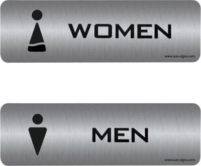 SUNSIGNS - MEN / WOMEN Toilet Signage, Material Sliver Brush Acrylic, 2.5 X 8 Inch Emergency Sign