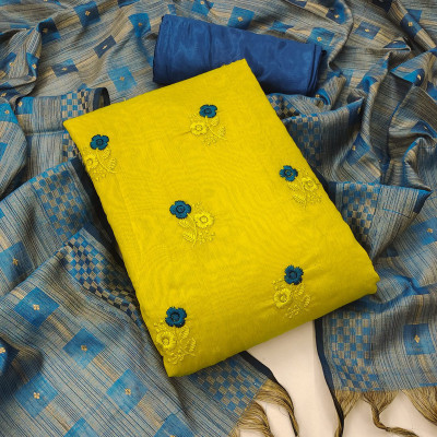 INITHI Chanderi Embroidered Salwar Suit Material