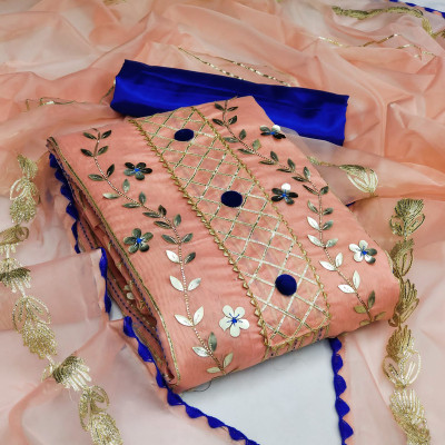 Aumki Pure Silk Colorblock Salwar Suit Material