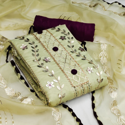 Aumki Pure Silk Colorblock Salwar Suit Material