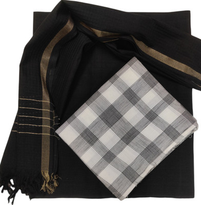 SHREE MAHAVEER HANDLOOMS Cotton Blend Checkered Salwar Suit Material