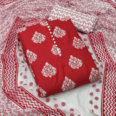 INITHI Cotton Blend Printed Salwar Suit Material