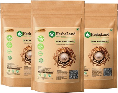 HerbsLand Safed Musli Powder For Long Time Stamina Performance for Men and Women(3 x 100 g)