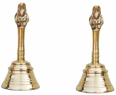PIKVY BRASS GARURD PUJA GHANTI/BELL FOR HOME/MANDIR/GIFT (2PC, BRASS) Brass Pooja Bell(Gold, Pack of 2)