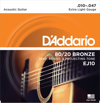 D'ADDARIO Acoustic EJ-10 Guitar String(6 Strings)