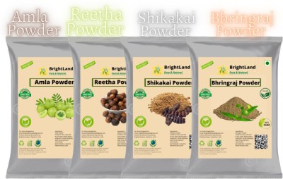 Brightland Combo of-Amla Reetha Shikakai & Bhringraj Powder for Hair Pack [55gm Each](220 g)