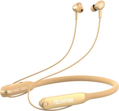TECHFIRE Fire AK-47 Neckband hi-bass Wireless Bluetooth headphone Bluetooth Headset  (Gold, In the Ear)