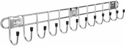 Plantex Stainless Steel Hook Rail for Bathroom/Hook Rail for Cloth/Towel Hanger(12 Hooks - L:24 Inches) Hook Rail 12(Pack of 1)