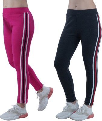 YUALIN CREATION Pink, Black Jegging(Striped)