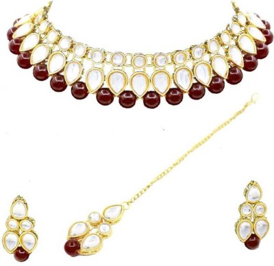 CATALYST Alloy Gold-plated Maroon Jewellery Set(Pack of 1)