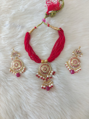 SHIRISHA Brass Gold-plated Red Jewellery Set(Pack of 1)