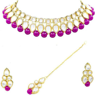 CATALYST Alloy Gold-plated Pink Jewellery Set(Pack of 1)