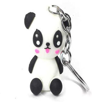 sky enterprises Skycart Panda Teddy Bear 3 D White Rubber Keychain Key Chain
