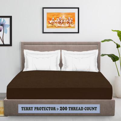 EVERDECOR Fitted Single Size Breathable, Stretchable, Waterproof Mattress Cover(Brown)