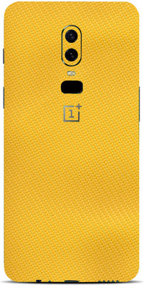 TJ CREATION OnePlus 6 Mobile Skin(Ultra Super Yellow Carbon Fiber Skin With High Matte Finish.)