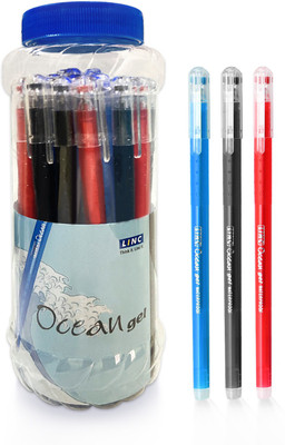 Linc ocean gel pen | 25 Pcs Jar | Blue , Black & Red Ink Gel Pen(Pack of 25, Ink Color - Blue, Black & Red)
