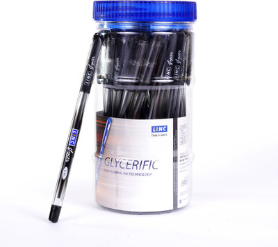 Linc Glycer 0.7mm Ball Pen Jar | Fast Flowing Ink & Soft Rubber Grip | Smooth Writing Ball Pen(Pack of 25, Ink Color - Black)