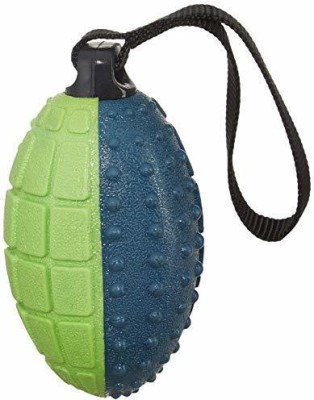 Woofy og Toy, Rugby Ball with Nubs and Grip, Squeaky, TRP, Blue & Orange, Medium 150g Rubber Chew Toy For Dog