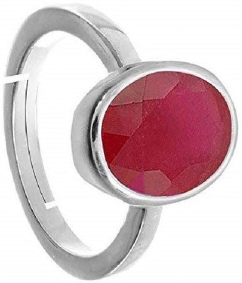 TODANI JEMS 9.25 Ratti Natural Certified Ruby Manik Gemstone Panchdhatu Ring for Men & Women Metal Ruby Silver Plated Ring