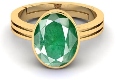 barmunda gems 8.25 - 8.50 Ratti Emerald Panna Gemstone Panchdhatu ring Brass Emerald Brass Plated Ring