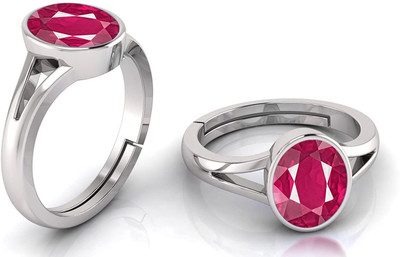 TODANI JEMS 7.25 Ratti Natural Certified Ruby Manik Gemstone Panchdhatu Ring for Men & Women Metal Ruby Silver Plated Ring