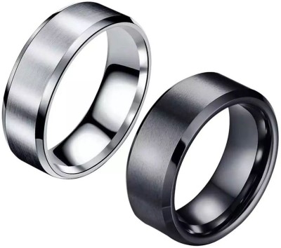 vien Base Ring for Men Black Casual Anel Fashion Punk Spinner Jewelry (PACK OF 2) Stainless Steel Titanium Plated Ring