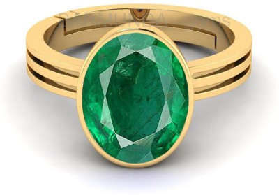 barmunda gems 11.25 - 11.50 Ratti Emerald Panna Gemstone Panchdhatu ring Brass Emerald Brass Plated Ring