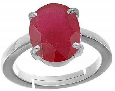 TODANI JEMS 9.25 Ratti Natural Certified Ruby Manik Gemstone Panchdhatu Ring for Men & Women Metal Ruby Silver Plated Ring