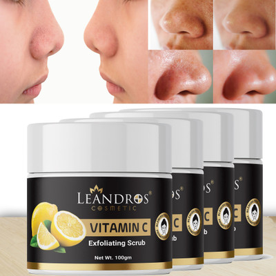 leandros Vitamin-c Face&Body scrub(100GR)pack of 4|Dead Skin & Blackhead Remover  Scrub(400 g)
