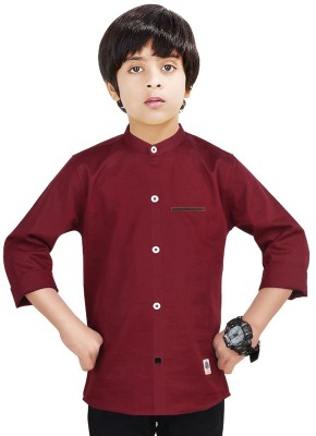 MADE IN THE SHADE Boys Solid Casual Maroon Shirt