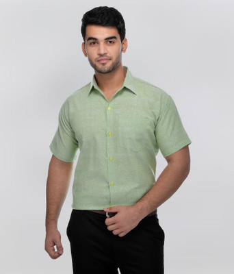 KOSZULE Men Solid Casual Light Green Shirt