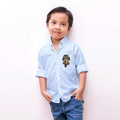 stshop Boys Embroidered Casual Blue Shirt
