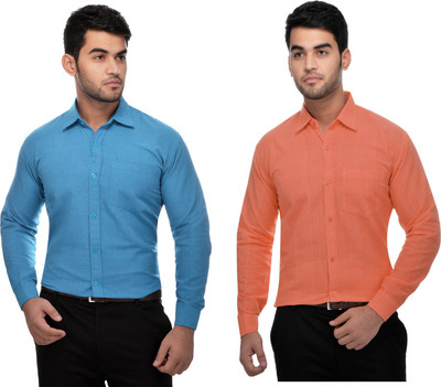 DESHBANDHU KHADI Men Solid Formal Multicolor Shirt(Pack of 2)