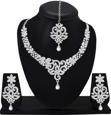 Atasi International Alloy Rhodium Silver, White Jewellery Set(Pack of 1)