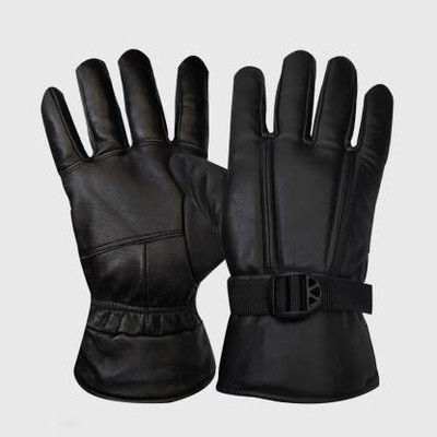 Mancloem 1 Pair Leather Snow Proof Warm Winter leather bike riding gloves Riding Gloves(Black)