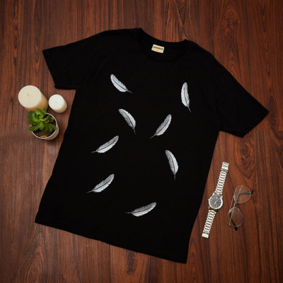 Smartees Printed Men Round Neck Black T-Shirt