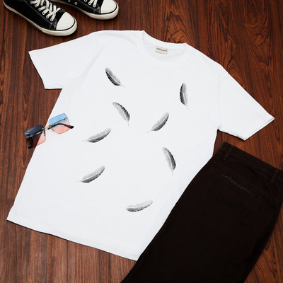 Smartees Printed Men Round Neck White T-Shirt