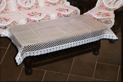 EKTA ENTERPRISES Embroidered 4 Seater Table Cover(Silver, PVC)