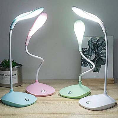 MAKE YOUR STYLE Study Table Lamp with Rechargeable LED Touch On Off Switch Reading Dimmer Light Study Lamp(25 cm, White)