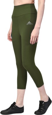 Actiwin Solid Women Dark Green Tights