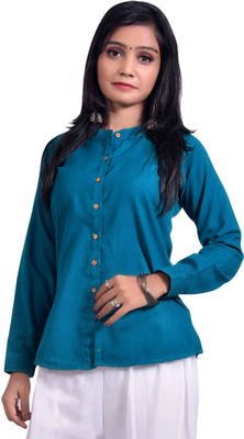 aruati Casual Full Sleeve Solid Women Blue Top