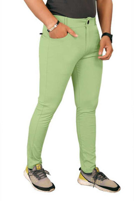 RKM STORE Solid Men Light Green Track Pants