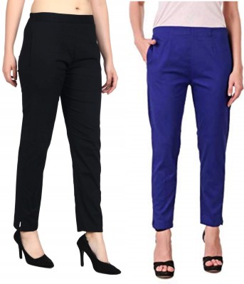 Kanna Fabric Regular Fit Women Black, Blue Trousers